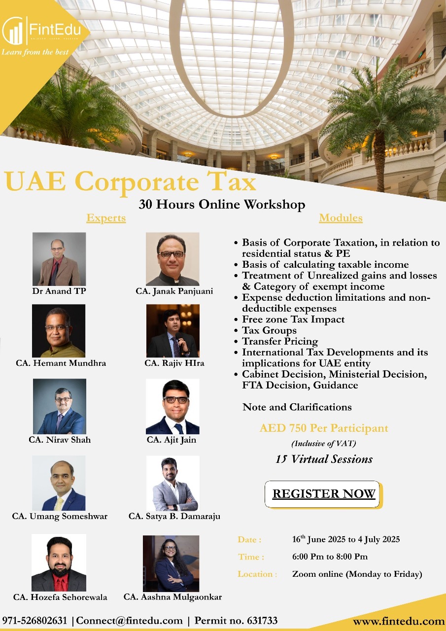 UAE Corporate Tax 30 hours Online Workshop